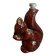Vintage Brown Glazed Stoneware Squirrel-Shaped Bottle + Cork