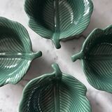 Service of 5 green leaf verrines