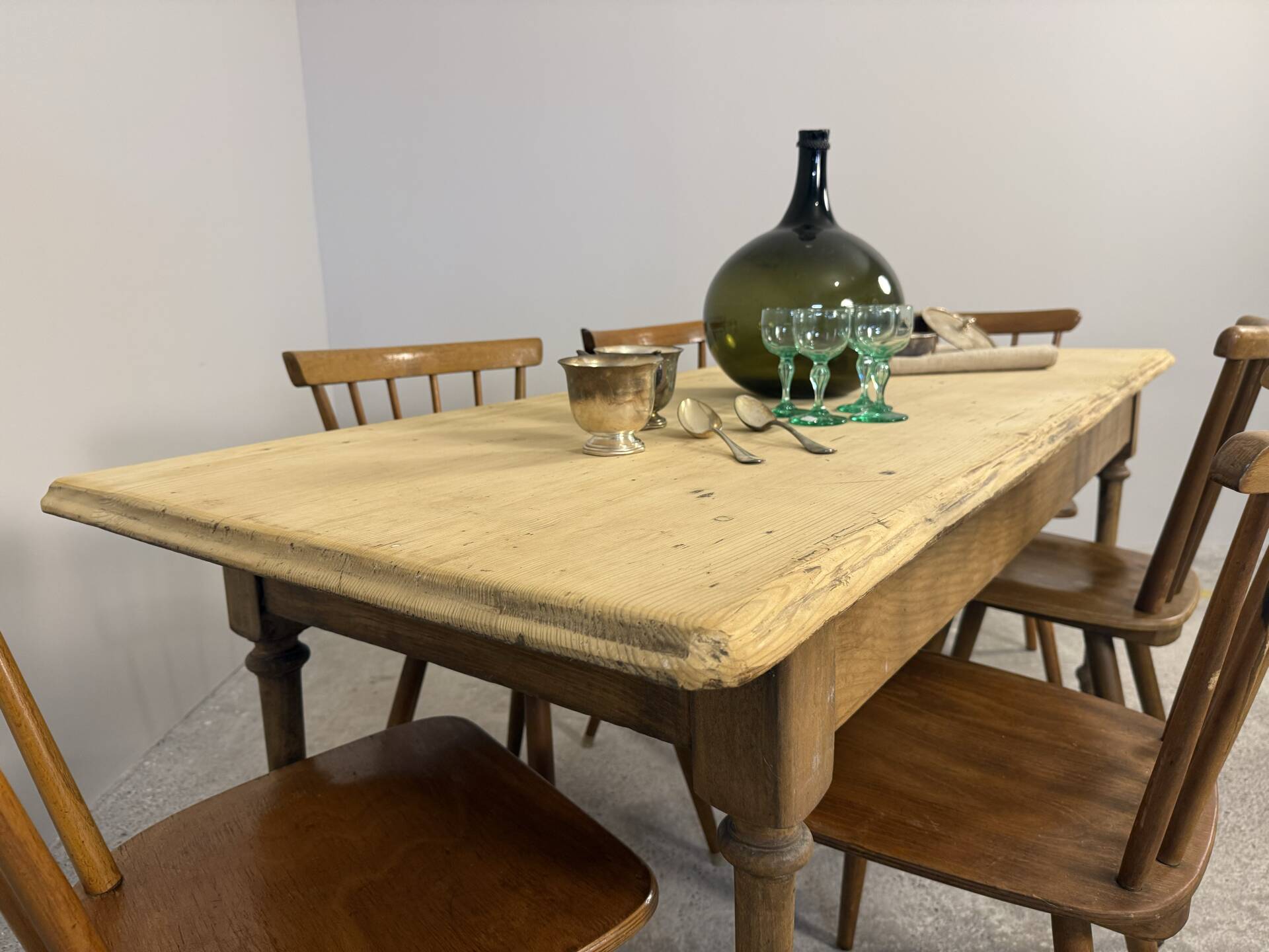 Old farmhouse table in fir, bistro style – 180 cm
