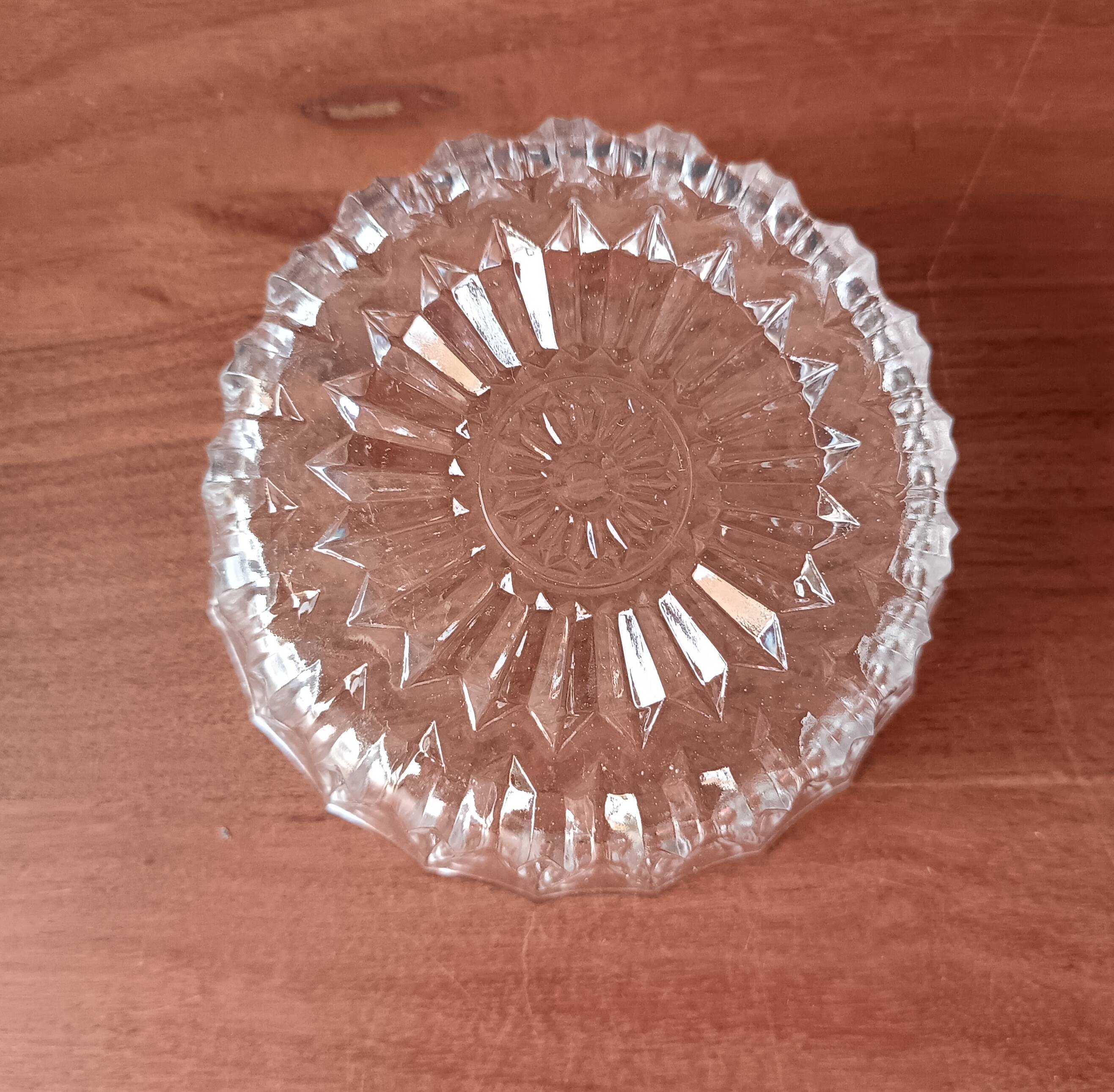 Vintage glass dessert service, bowls and serving dish.