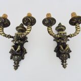 Pair of Satyr wall lights in bronze Napoleon III 19th century