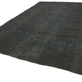Hand-Knotted Anatolian Antique 1970s 300 cm x 370 cm Grey Hemp Kilim Carpet
