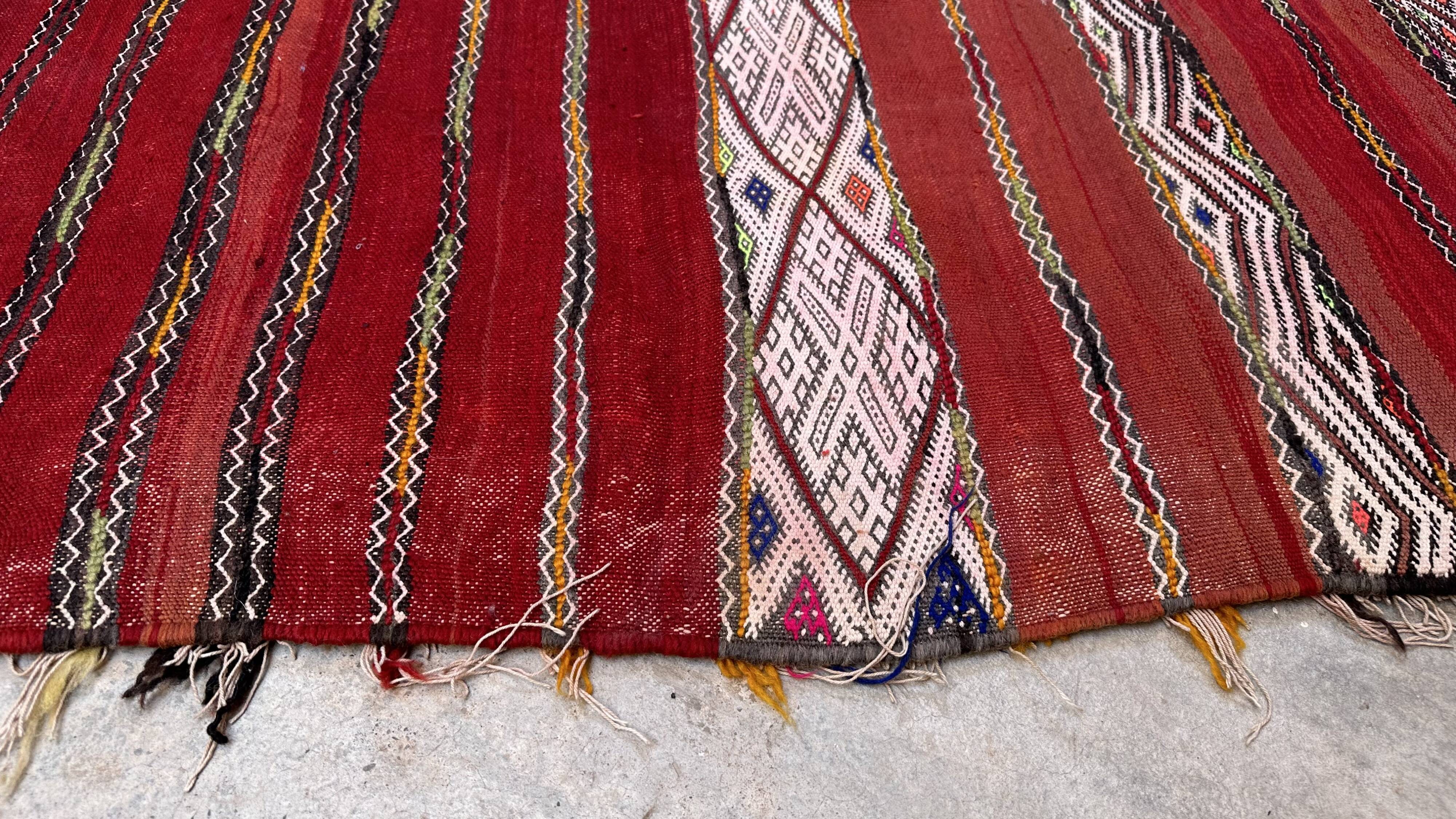 Moroccan kilim zemmour rug - 386 x 168 cm