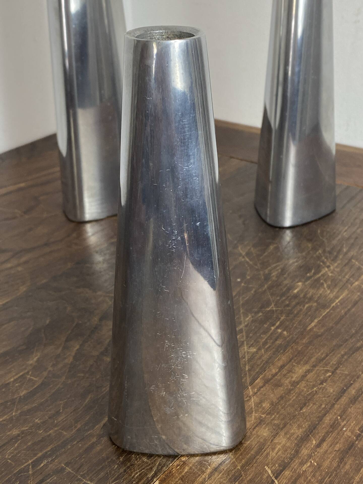 Polished aluminium candle holders, Ehlen Johansson