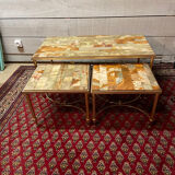 Nesting coffee table in onyx, 70s/80s design