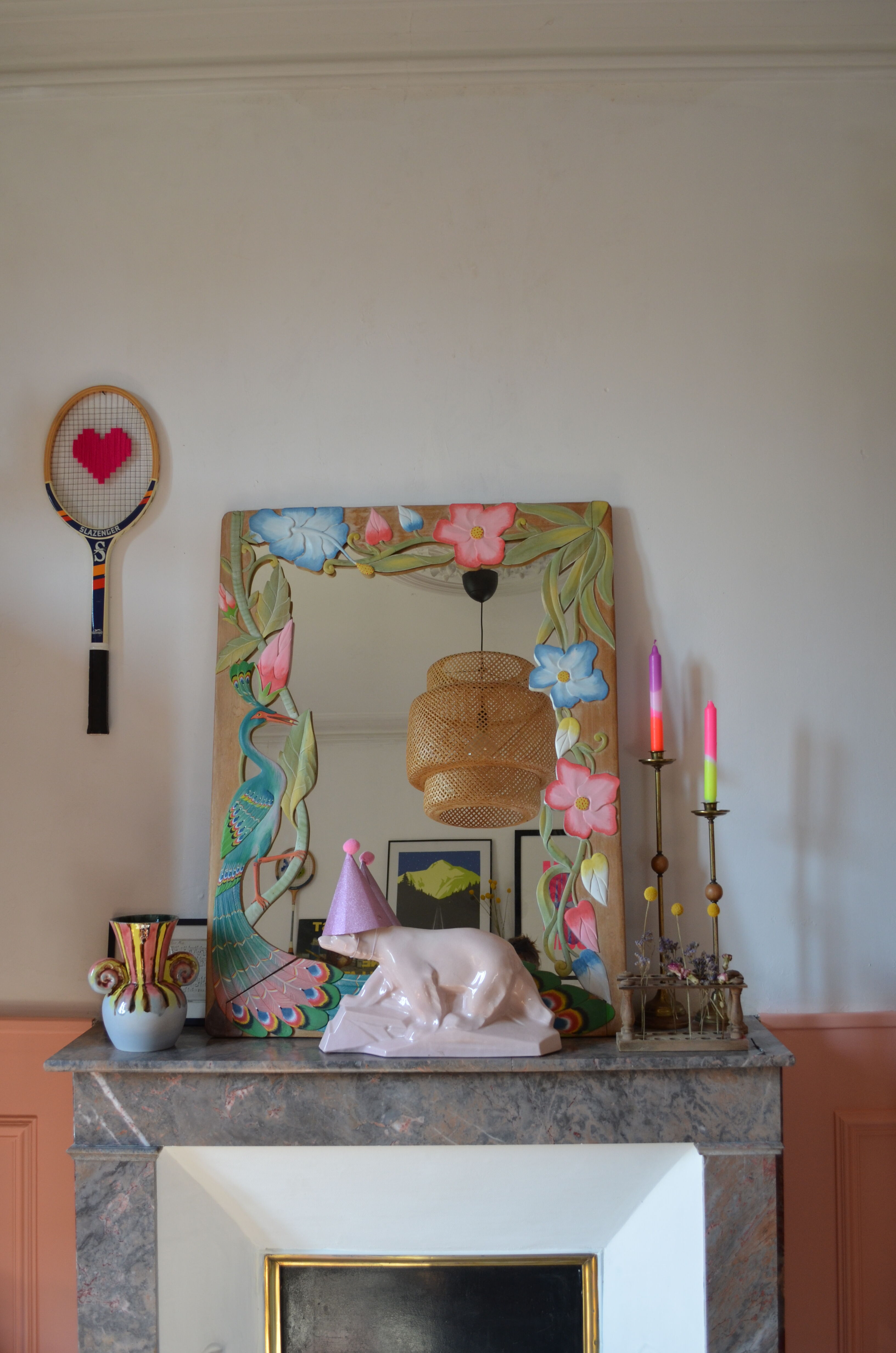 Carved wooden mirror "The Peacock"