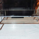 Vintage glass and chrome coffee table 1970