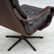 1970s, Scandinavian swivel armchair, original patchwork furniture leather.