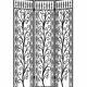 Black wrought iron screen, openwork floral pattern, 3 panels.