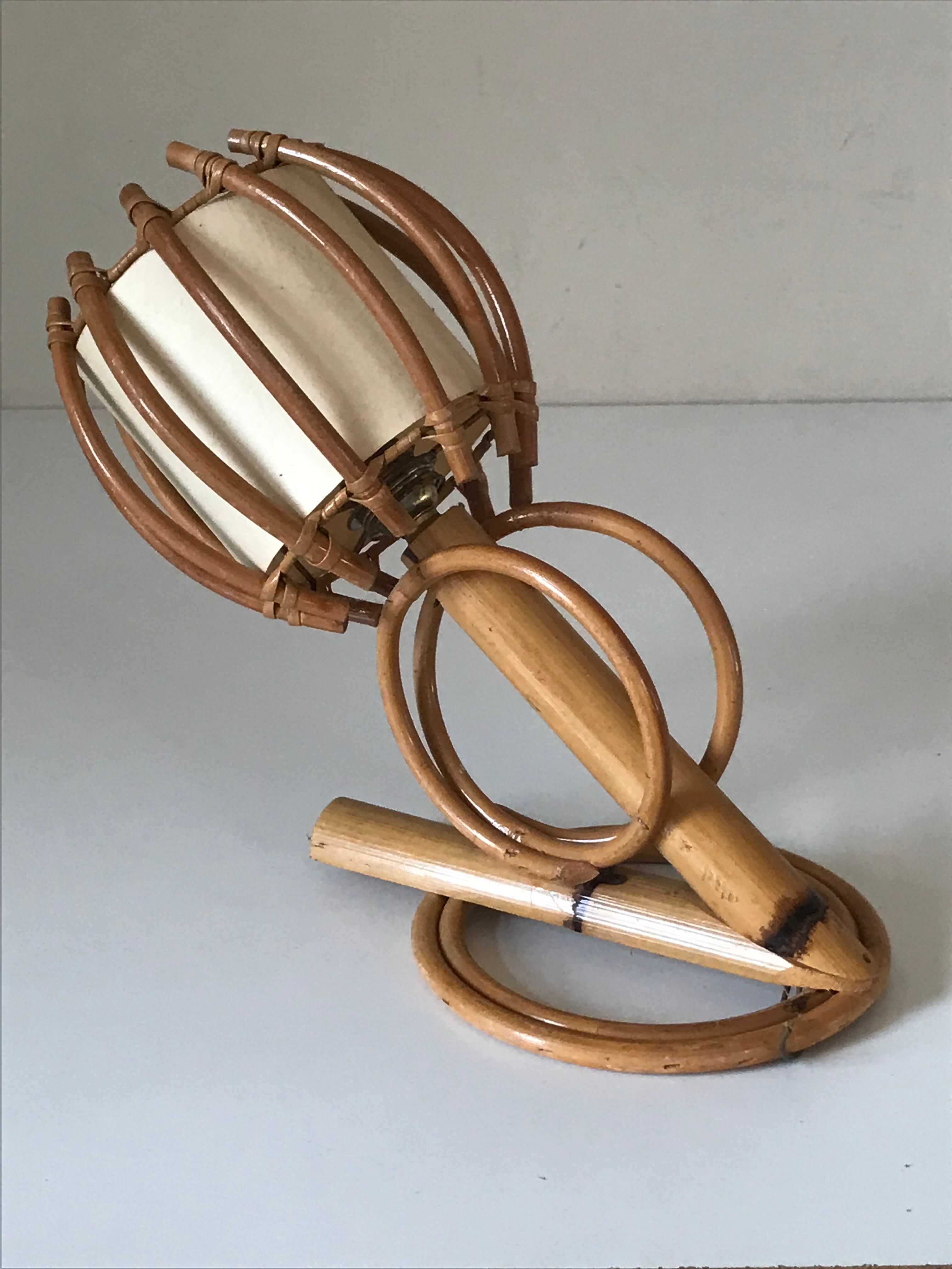 Rattan wall lamp vintage design 60 s