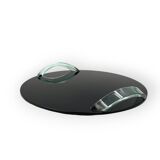 Hollywood regency black glass tray, Italy 1970s