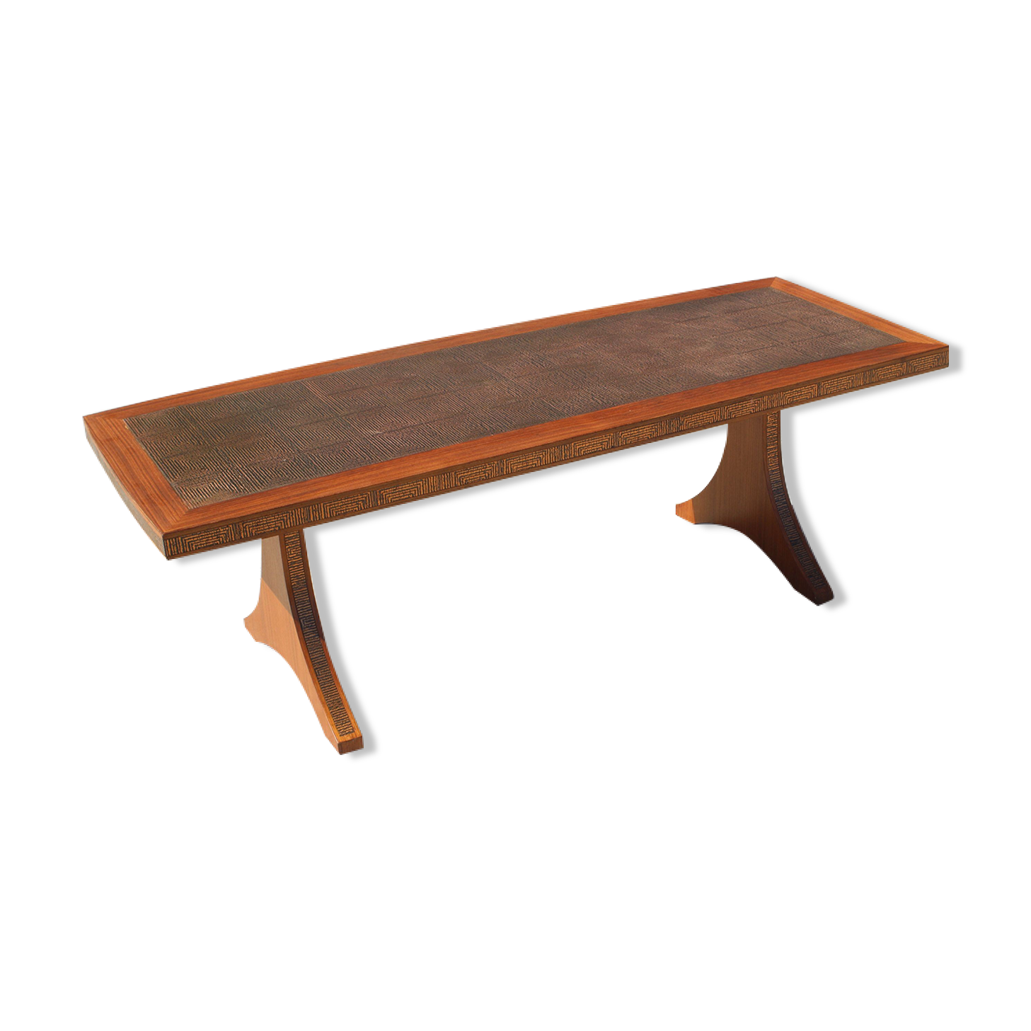 Adjustable dining room table adjustable in teck and copper, denmark, 1950