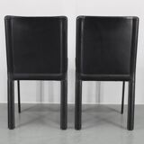 1980s Set of Four Dining Chairs in Leather in Matteo Grassi Style, Italy