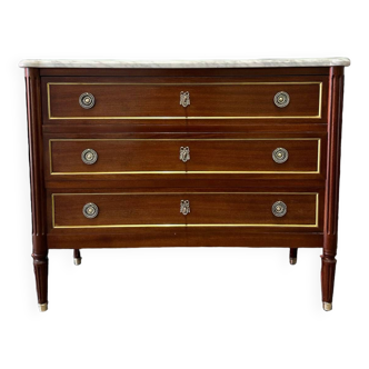 Louis XVI style chest of drawers with marble top