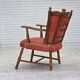 1960s, Scandinavian armchair. Red furniture wool, beech wood.