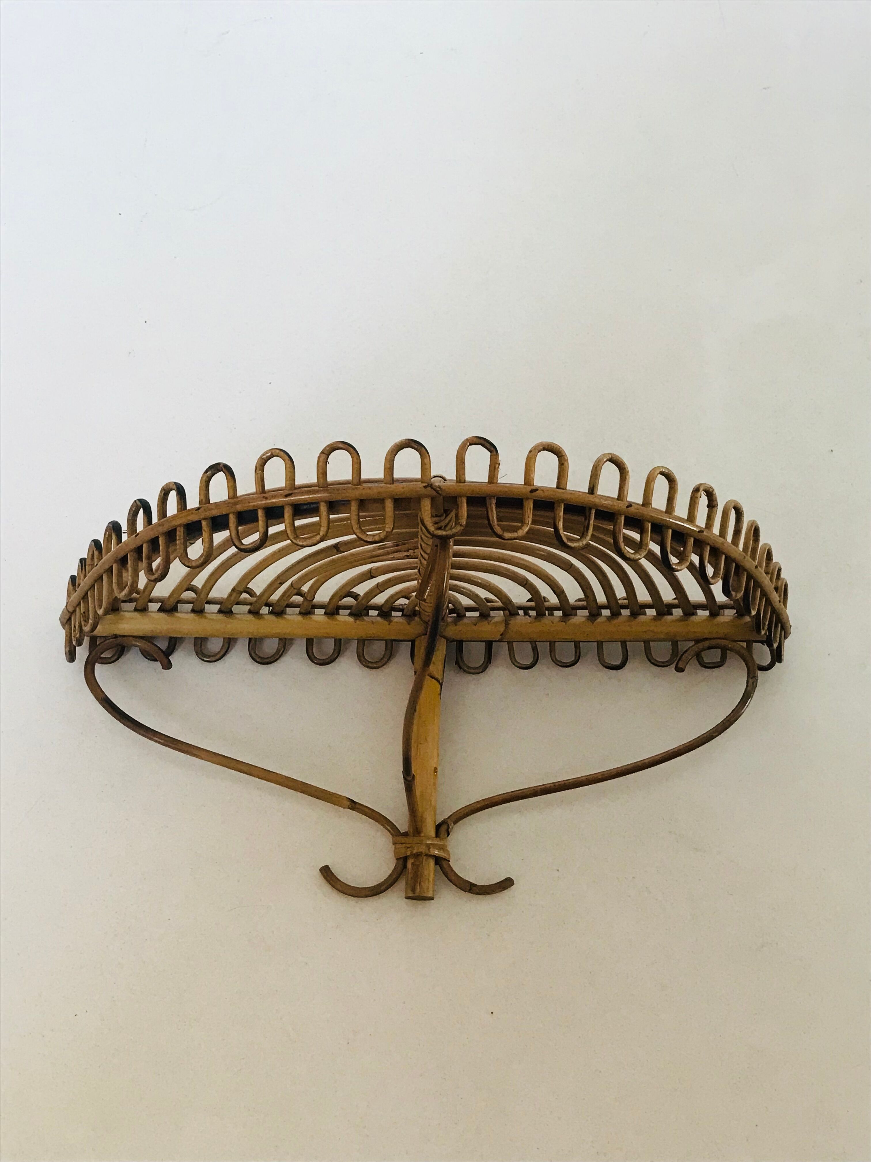 Rattan shelf, Italy 60s