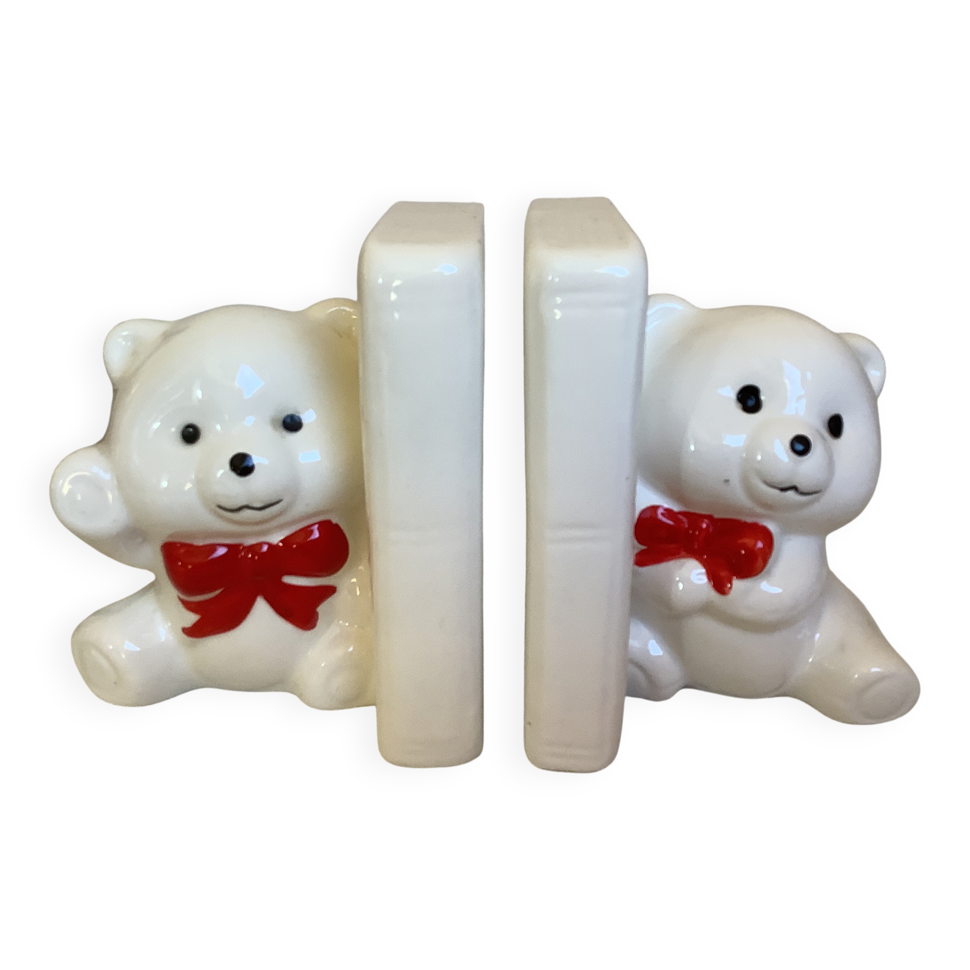 Paire de serre livres ours blancs
