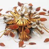 Banci-Firenze ceiling light, in Golden Iron and Crystal Flowers - 6 lamps