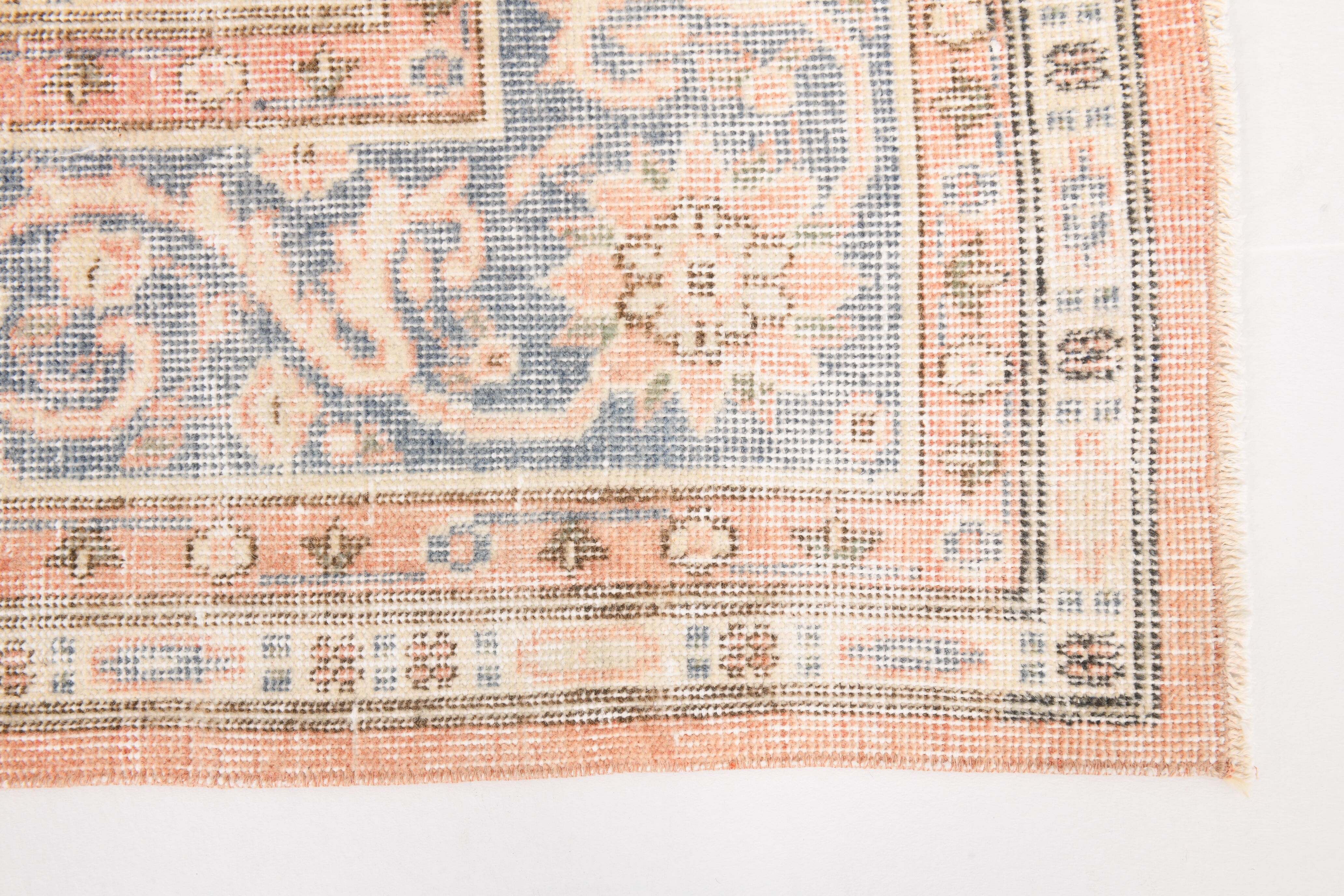 8x12 Classic Pattern Peach & Blue Vintage Rug, 258x357Cm