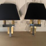 Pair of brass and chrome sconces