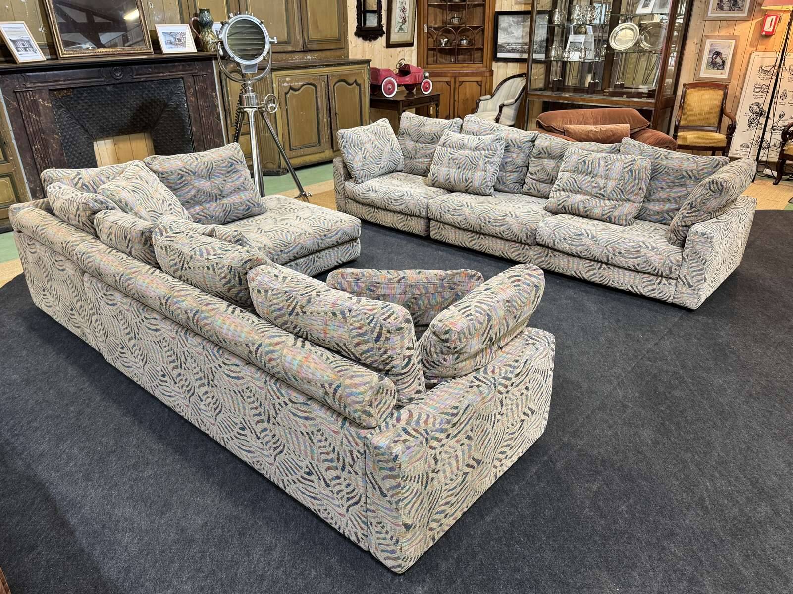 Modular sofa by Roche Bobois from the 1980s in fabric, 2 modules.