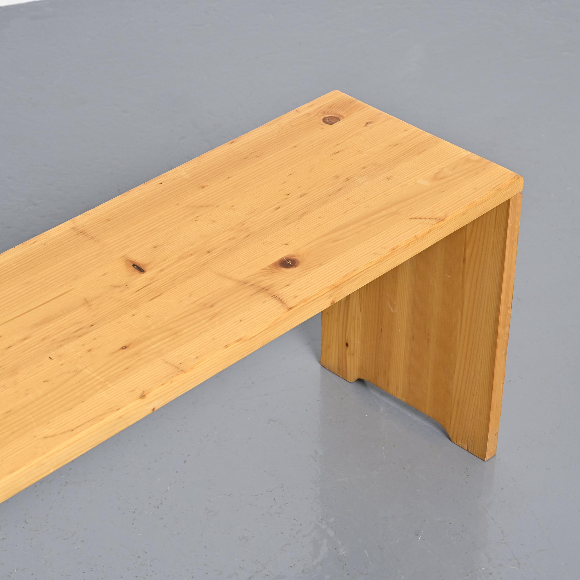 Large bench in solid pine, France, circa 1970