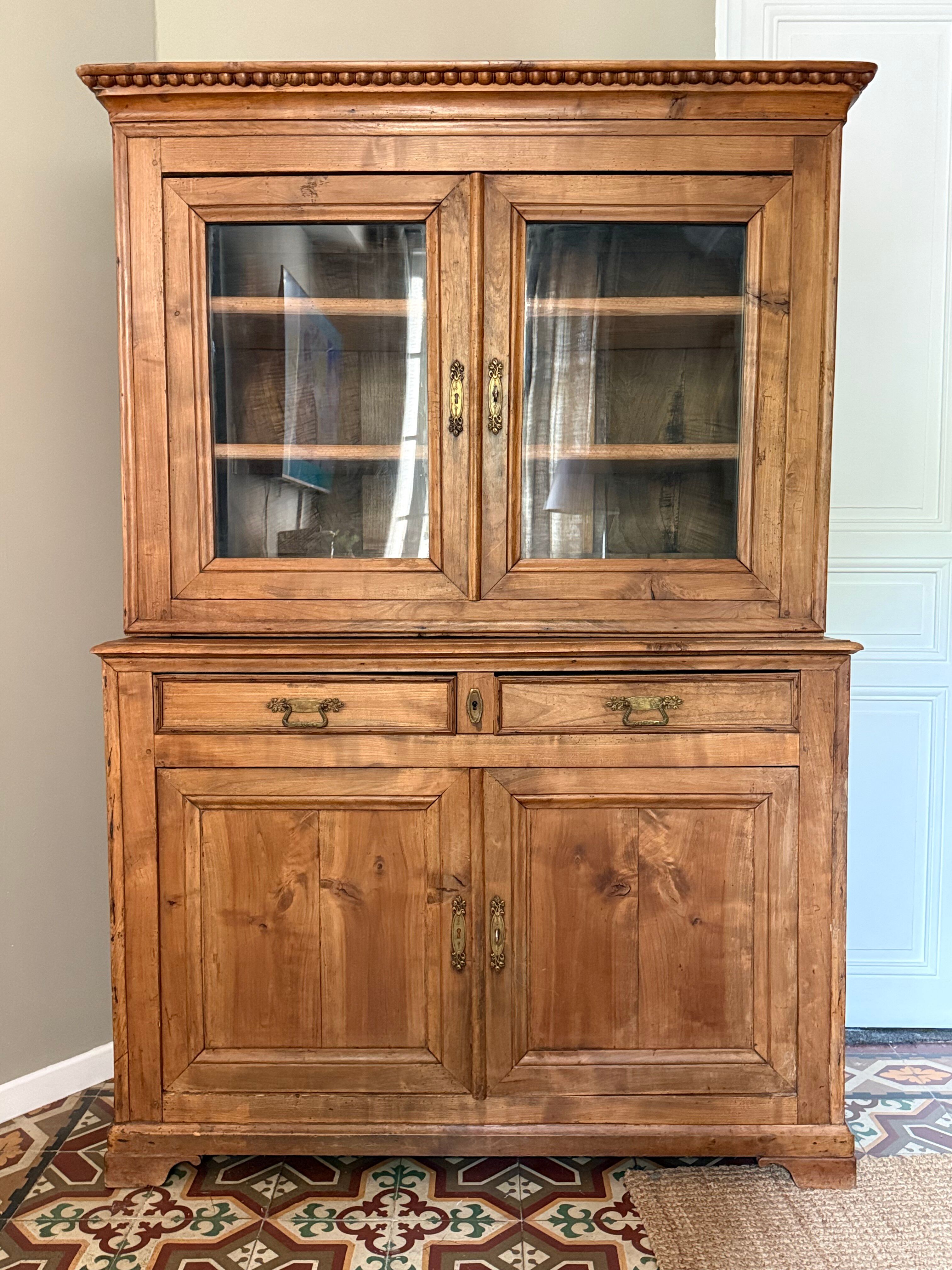 Antique two-body buffet in solid wood