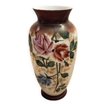 Hand-painted opaline vase
