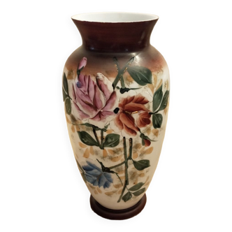 Hand-painted opaline vase