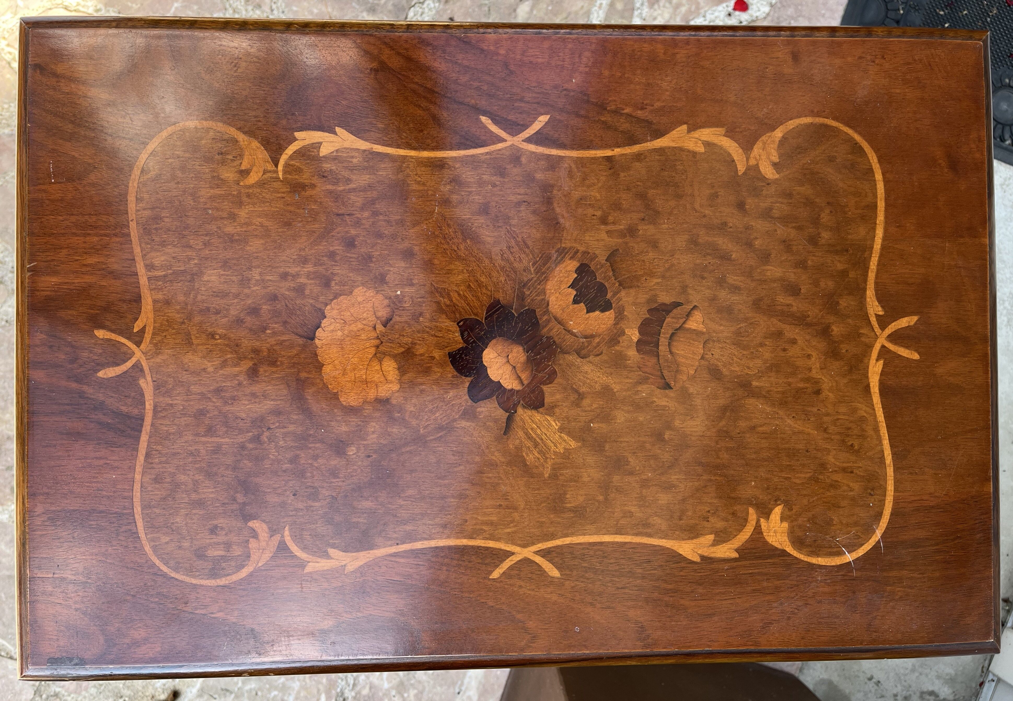 Antique dressing table in inlaid wood