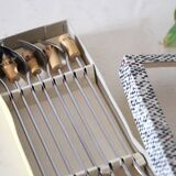 Service of 8 spoons of stainless steel jam and bamboo, vintage