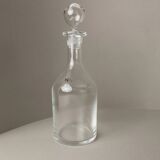 Clear Murano glass decanter with stopper - Italian 1980s liqueur bottle, fluted texture, decorative glass art