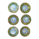 Set of 6 Gien Évasion flat plates with vintage floral foliage design.