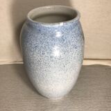 Vase céramique signé jb bleu & blanc style marbre vintage