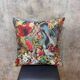 Woven Cushion, Crimson Macaw Parrot Jacquard, Dark Ground Pillow Cover