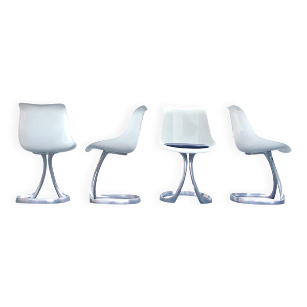 Ensemble de 4 chaises de Michel Charron, design organique, Années 70