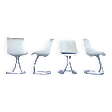 Set of 4 chairs by Michel Charron, organic design, 1970s