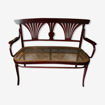 Late 19th-century mahogany Thonet bench stamped