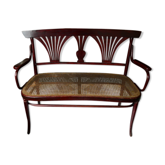 Late 19th-century mahogany Thonet bench stamped