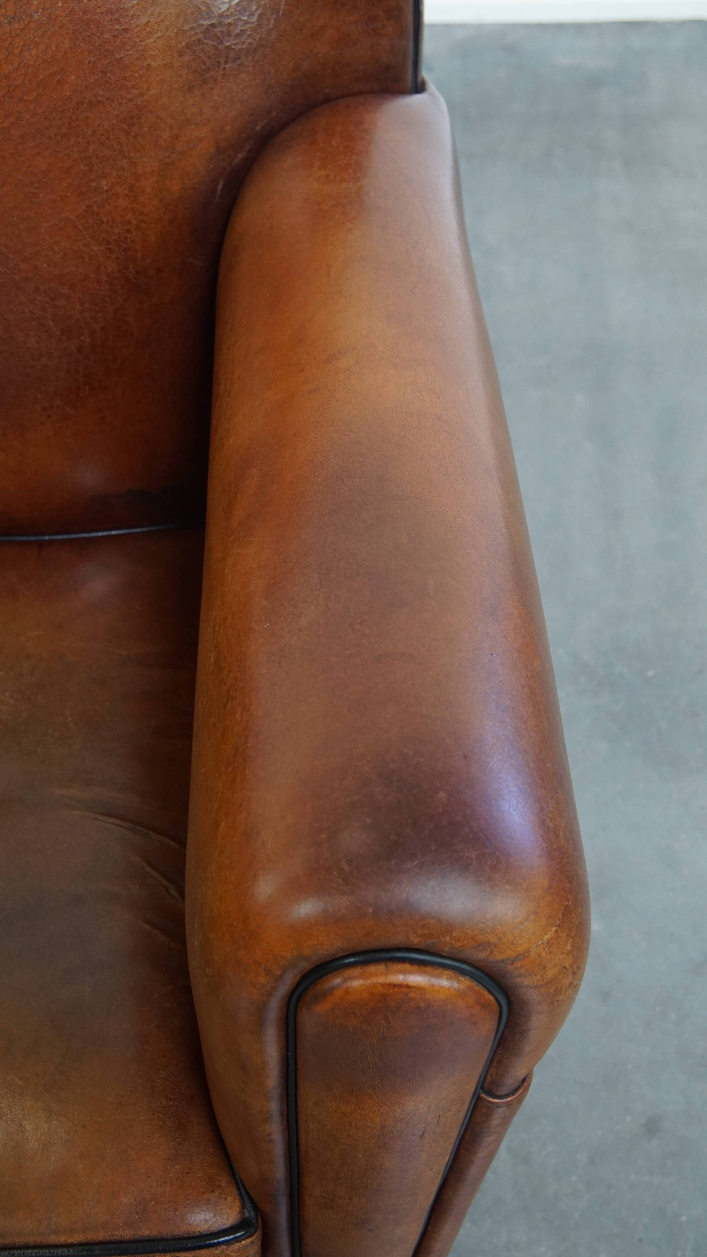 Sheepskin Leather Art Deco Style Design Armchair