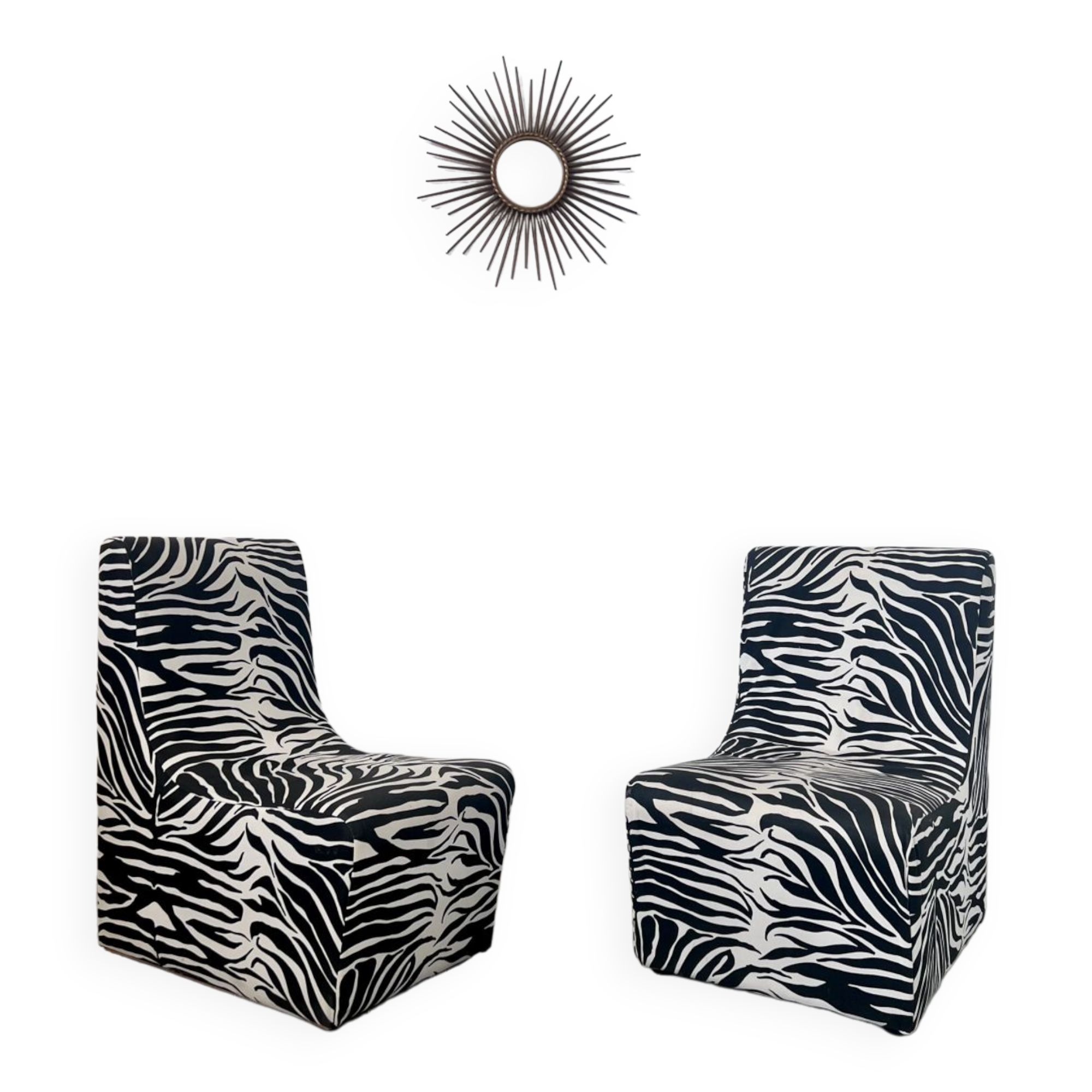 Lot 2 armchairs heating vintage zebra / design 70s