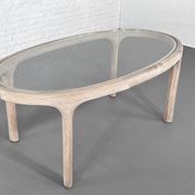 Oval table in marquetry of rattan and glass Vivai del Sud