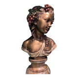 Sculpture, bust of a young woman / bacchante - 45 cm - Bronze