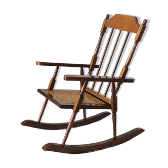 Rocking-chair child wood and vintage cannage