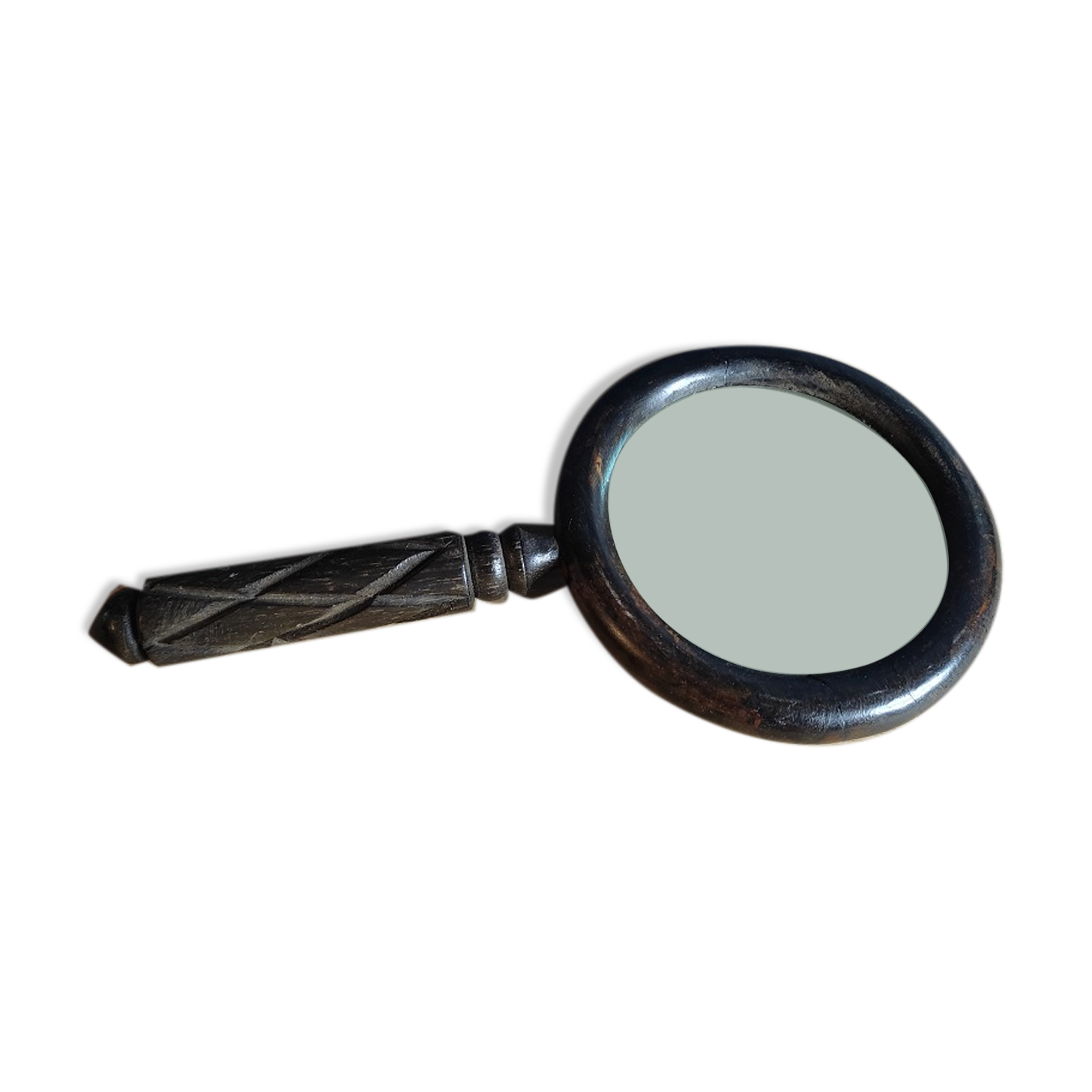 Magnifier in solid wood carved ch 0222f001 old vintage