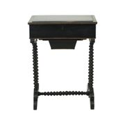 Table de couture antique laquée noire, table d'appoint en acajou, 19e siècle.