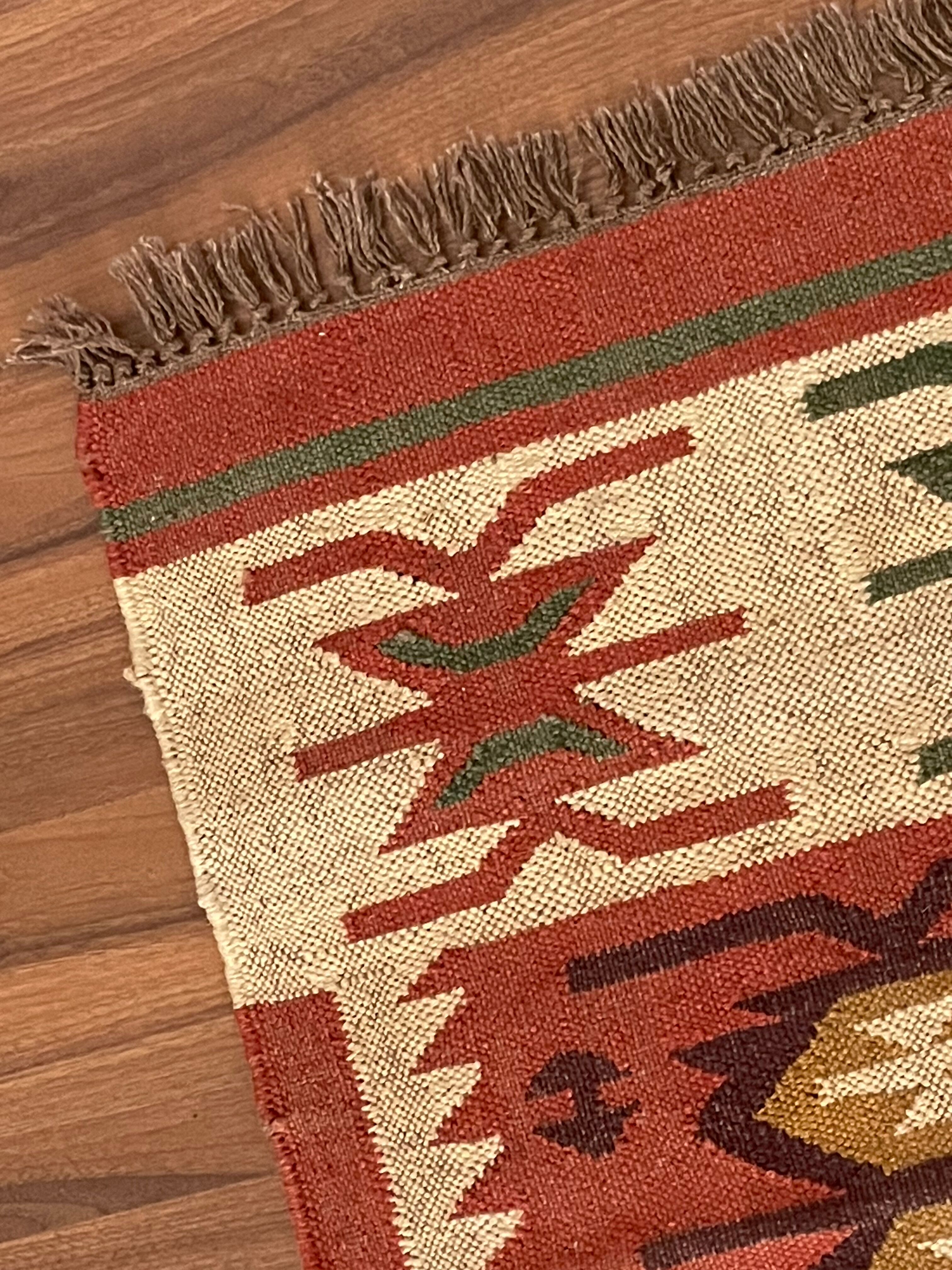 Jute and wool handwoven kilim