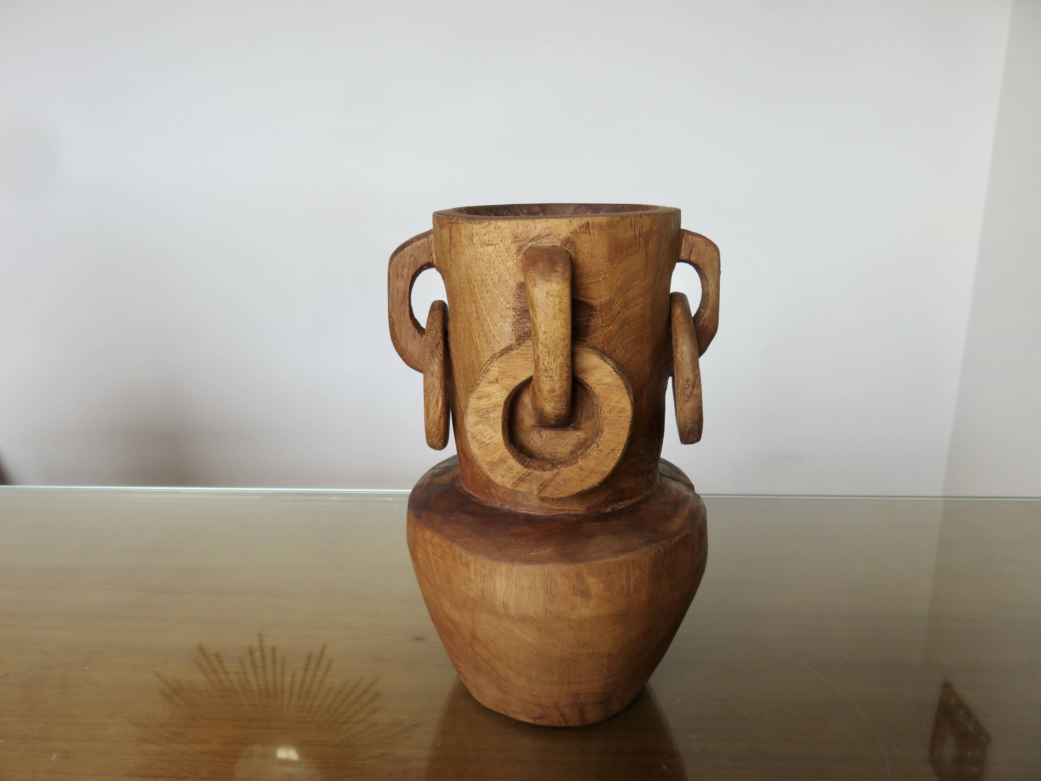 African vase in solid teak