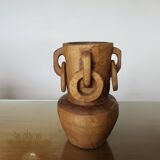 African vase in solid teak