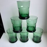 Set of 6 green glasses design 70s